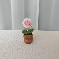 Vente flash - Mini pots de fleurs créatifs faits à la main - Roses et tulipes - Fleurs au crochet - Cadeaux de Noël et de la Saint-Valentin