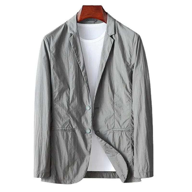 2023 New Fashion Spring Summer Slightly Wrinkled Elastic Solid Color Suit Jacket for Men