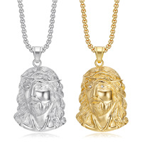 Collier Pendentif Homme en Acier Inoxydable, Style Hip Hop, Couronne de Thorns, Jésus, Saint Jude, Religieux, Chrétien, Catholique, Bijoux de Mode, Vente en Gros