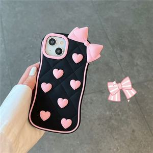 Cover Protettiva Antiurto per iPhone 8 XS 11, Stile Ragazza Cartoon Carina 3D Stereoscopica in Silicone Rosa con Fiocco, dalla Fabbrica BAILI - Product Image 4