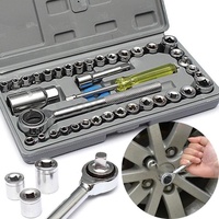 Juego de Llaves de Trinquete de Acero al Carbono Multifunción de 40 Piezas, Llaves Hexagonales para Reparación de Automóviles, Motocicletas y Hogar, OEM Personalizado