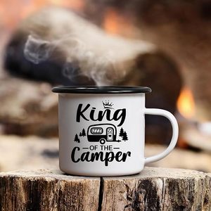King of the Camper Taza de esmalte 350ml Regalos para acampar Accesorios para caravanas y regalos de tazas para <span class=keywords><strong>novio</strong></span> con eslogan - Product Image 3