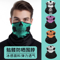 Calentador de cuello con estampado de calavera, de seda helada, protección UV, máscara facial para ciclismo, para hombre, deportivo, de secado rápido, banda mágica para la cabeza
