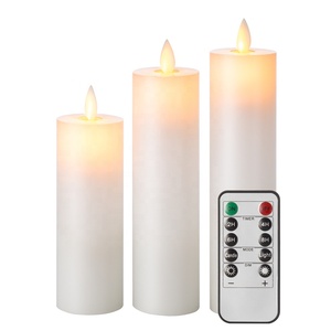 Flamme mobile D5 pilier plat blanc paraffine minuterie à piles à la maison décoration de mariage a mené la cire de bougie - Product Image 1