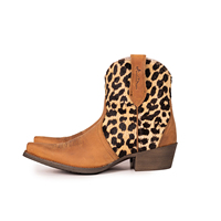 Botas Vaqueras de Cuero Genuino para Mujer, Botas Cortas Estilo Western, Botas de Trabajo Cómodas para Granjeras