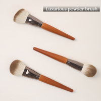 Pinceau de maquillage de luxe avancé de haute qualité, ultra-doux, en poils de renard, couleur naturelle, tube épaissi durable en bois, grand format