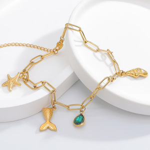 Fashion Charm <b>Bracelet</b> Zinc Alloy Gold Plated Star <b>Shell</b> Pendant Women's Summer Jewelry INS Style - Product Image 3