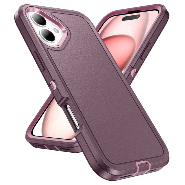 For iPhone 16 Plus 2 in 1 Heavy Duty PC+TPU Rugged Phone Case for iPhone 15 14 13 12 11 Pro Max 6 7 8 XS Shockproof Case Covers