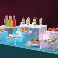 Fabricant personnalisé OEM/ODM présentoir de fête de mariage eau claire blanc Buffet acrylique présentoir de nourriture risers cubes pour