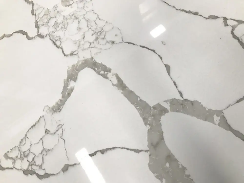 3200x1600 Carrara taplak meja Calacatta batu kuarsa atas meja Calacatta putih buatan kuarsa ukuran besar lembaran kuarsa
