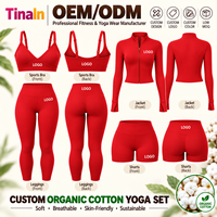 Fournisseur OEM Personnalisé : Ensemble de Yoga Trois Pièces pour Femme en Coton Biologique GOTS, comprenant une Veste Zippée, un Soutien-Gorge de Sport et un Legging de Yoga à Effet Ventre Plat, Doux pour le Pilates
