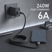 Câble USB de charge rapide Cantell Factory Wholesale 240W 480Mbps LED Type C vers Type C 5A 6A, compatible avec plusieurs appareils