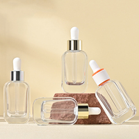 Flacon compte-gouttes en verre vide de luxe BYPE, forme carrée plate, 30 ml, avec impression sérigraphique, rechargeable, pour huile essentielle, soin de la peau, sérum