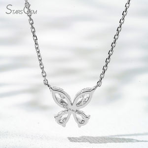 Collar con Colgante de Diamante Cultivado en Laboratorio StarsGem, Oro Sólido de 18K o 10K, 1CT Total, Corte Marquise y Pera, Estilo Mariposa, Clásico, Unisex - Product Image 2