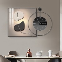 Horloge murale décorative abstraite, peinture moderne, luxe léger, horloge murale à quartz analogique avec aiguilles