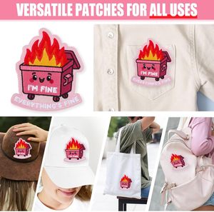 <span class=keywords><strong>Sto</strong></span> <span class=keywords><strong>bene</strong></span> tutto <span class=keywords><strong>bene</strong></span> Patch 3x2.5 pollici rosa cassonetto fuoco ricamato anello gancio per cappelli gilet cane Patch muro - Product Image 4