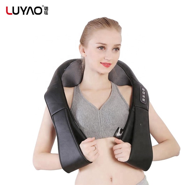 Electric Deep Tissue 3D Kneading Massage Shawls Pillow Shiatsu Neck and Back Massager with Soothing Heat