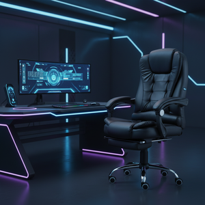 Sedia Premium in Tessuto Similpelle Nera con Schienale Alto, Reclinabile, Regolabile in Altezza, Rotazione a 360° °   Sedia da Gaming Ergonomica Girevole per Giocatori Professionisti - Product Image 5