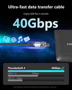 Cáp dữ liệu đầy đủ tính năng Thunderbolt4 8K 240W 40Gbps Type-C Cáp USB dành cho điện thoại di động và máy tính xách tay A435 có đèn LED - Product Image 3