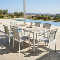 Table de salle à manger en pierre frittée de grande taille pour la vente en gros, mobilier d'extérieur pour restaurants, hôtels, buffets, bistrots et cafés