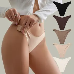 נשים תחתוני תחתונים דק במיוחד ויסקוזה חלקה תחתון ראפלס הלבשה תחתונה סקסית סופר אלסטי מכנסיים ביקיני עם כפתורים 0516