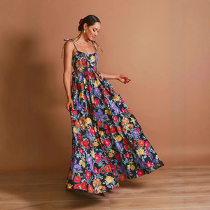 Elegante Vestido Largo de Noche con Estampado Floral, Cuello Halter y Cintura Imperio, Vestido de Moda para Mujer, Primavera-Verano - Product Image 2