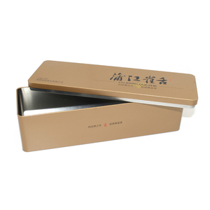 rectangular golden tea tin box metal