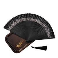 Accessoires photo de mariage DIY style chinois : Éventail pliant en bambou, style ancien, peint à la main, couleur dégradée, pour danse et cheongsam chinois