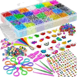 12000+ Colorful Loom Bands Set , Christmas Gift Rubber Bands For Bracelet  Making Kit Diy