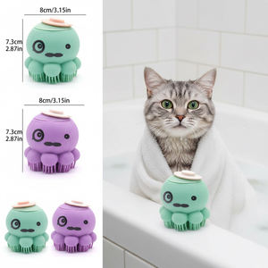 Cepillo de Baño para Mascotas con Forma de Pulpo, Dispensador de Champú, Herramienta de Masaje y Aseo para Perros y Gatos, Cerdas Suaves para Ducha - Product Image 2