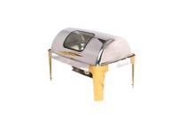 Buphex 723CGH-1 Deluxe Rechteck Chafer Edelstahl Roll Top Gold Chafing Dish für Catering Küche Hotel Restaurant Buffet