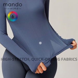 Conjunto de mallas de compresión de manga larga con estampado de camiseta para mujer, suave, elástico, sin costuras, fruncido en la espalda, transpirable, de secado rápido para correr - Product Image 4