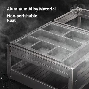 Organisateur d'étagères coulissantes pour <span class=keywords><strong>placard</strong></span> robuste avec séparateurs pour armoires de cuisine Étagères de garde-manger roulantes à 2 couches - Product Image 4