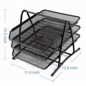 Office Desk <b>Organizer</b> Metal Mesh 3 Tier Desktop Document <b>File</b> Tray - Product Image 3
