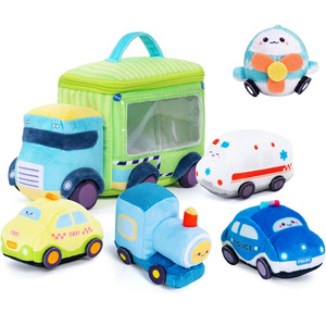 Regali da bambino i miei primi giocattoli morbidi per auto sensoriali di peluche set da gioco imbottito presenta Squeaker campana che suona bambole giocattoli sensoriali per bambini - Product Image 1