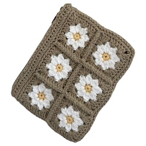 Hilo de algodón de alta calidad, ecológico, con logotipo personalizado, estampado de margaritas, bolso de mano con cierre de cremallera, bolso de mano informal con flores para uso en la playa - Product Image 1