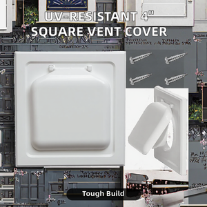 Modern 4 Inch Outdoor Dryer <strong>Vent</strong> Cover Square Shape 2.0mm Thick 45 Blade Angle Thumbscrews Latch UV <strong>Resistant</strong> Plastic for - Product Image 3