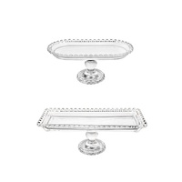Présentoir en verre haut de gamme pour desserts et gâteaux, avec dentelle perlée en cristal, idéal pour bonbons et fruits, pour restaurants, hôtels et maisons.