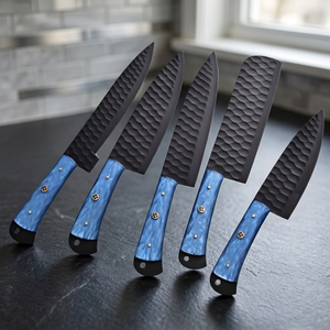 Kitchen Chef <b>Knife</b> <b>Set</b> with <b>Sharp</b> Stainless Steel Black Powder Coted Blades Comfortable Non Slip Handles for Daily Use - Product Image 3