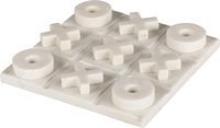 Plateau de jeu de Tic Tac Toe en marbre écologique blanc carré 20x20cm, design moderne, cadeau d'anniversaire, décoration de table basse