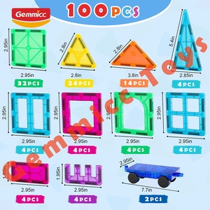 Gemmicc fábrica Real juguete de bloques de construcción educativos magnéticos 60 piezas <span class=keywords><strong>100</strong></span> piezas 120 piezas 3D chico juego de azulejos magnéticos - Product Image 4