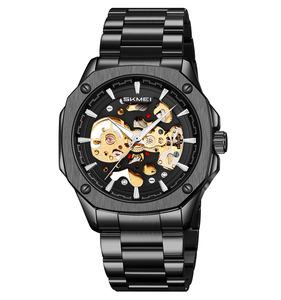 <span class=keywords><strong>Montre</strong></span> mécanique automatique <span class=keywords><strong>pour</strong></span> <span class=keywords><strong>homme</strong></span> SKMEI 9378 en acier inoxydable, design simple et luxueux, mouvement à remontage manuel, bracelet antique - Product Image 2