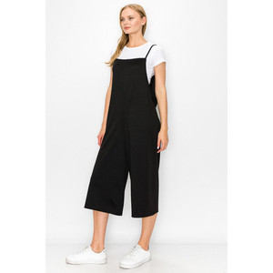 Combinaison ample à jambes larges et coupe courte - Noir - Product Image 5