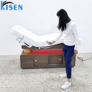 Kisen Modern 4 Motors Electric Beauty Bed With <b>LED</b> <b>Light</b> Adjustable Leg Rest Backrest Lift Option Latex Mattress <b>Cover</b> - Product Image 3