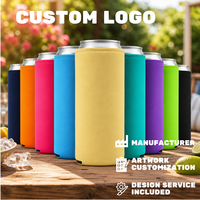 Manchon isotherme en néoprène pour canettes, avec logo personnalisé et personnalisation d'illustration couleur, pour bière et soda, idéal pour les événements