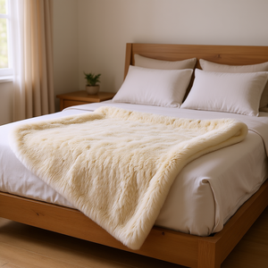 Manta de Piel de Oveja King Size, Primavera, Calidad Premium, Juego de 8 Piezas, Rectangular, Diseño Clásico Tejido, Patrón Sólido - Product Image 2