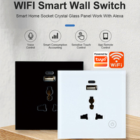 Prise murale intelligente USB Type C Tuya Wifi Smart Life pour Royaume-Uni/UE/États-Unis, prise électrique universelle, interrupteur tactile