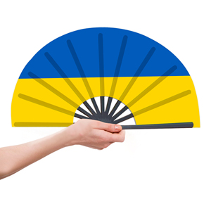 Abanicos Plegables de Plástico con la Bandera de Ucrania al por Mayor, Abanico de Mano para Carnaval, Boda, Festival, Fiesta, Agencia de Viajes - Product Image 4