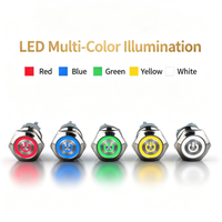 Bouton poussoir LED rond en métal anodisé noir 22 mm à montage sur panneau, interrupteur de commande momentané et à enclenchement avec indicateur de puissance