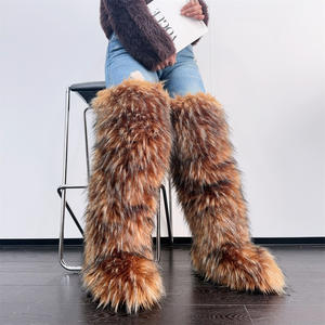 Womens Over the Knee Faux Mongolian Thigh Highs Faux Fur Boots Fluffy Mardi Gras <strong>Mambo</strong> Fur Boots - Product Image 6